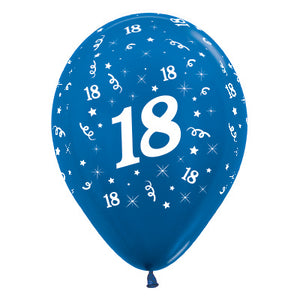 Sempertex 30cm Age 18 Metallic Blue Latex Balloons Pack of 25