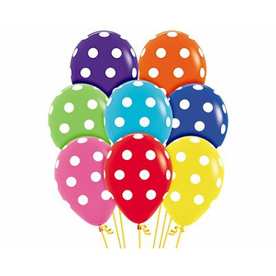 Sempertex 30cm Polka Dots on Fashion Assorted Latex Balloons, 12PK Pack of 12