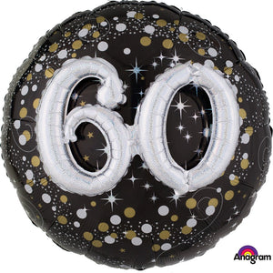 60th Sparkling Foil Multi Balloon 81cm