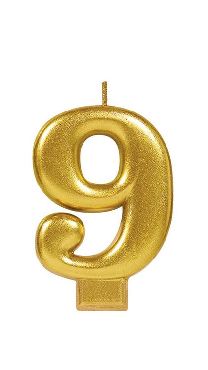 Candle Numeral Moulded Metallic Gold #9