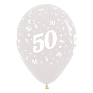 Sempertex 30cm Age 50 Crystal Clear Latex Balloons, 6PK Pack of 6