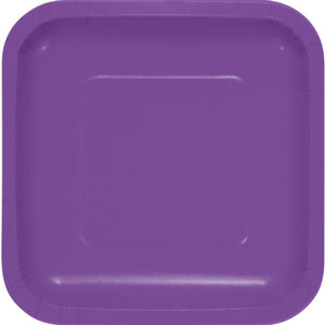 Amethyst Purple Square Lunch Plates Paper 18cm Pack of 18