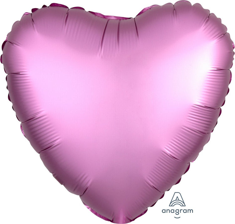 Flamingo Pink Satin 45cm Heart Balloon