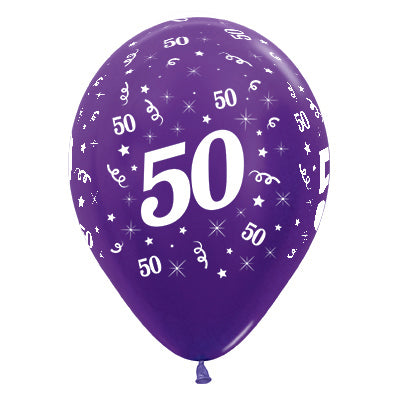 Sempertex 30cm Age 50 Metallic Purple Violet Latex Balloons Pack of 25