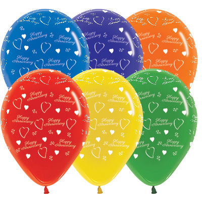 Sempertex 30cm Anniversary Crystal Assorted Latex Balloons, 25PK Pack of 25