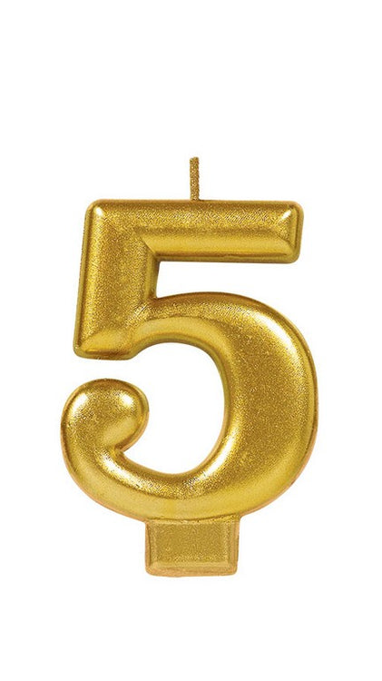 Candle Numeral Moulded Metallic Gold #5