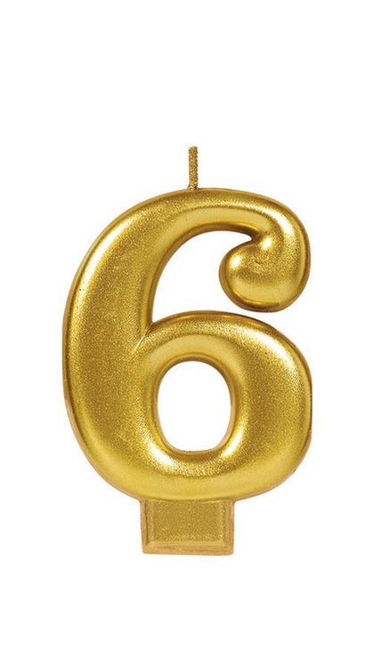 Candle Numeral Moulded Metallic Gold #6