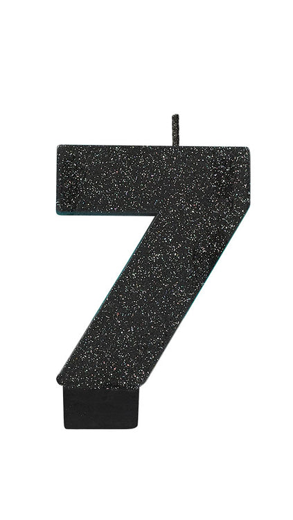 Candle Numeral Glitter Black #7