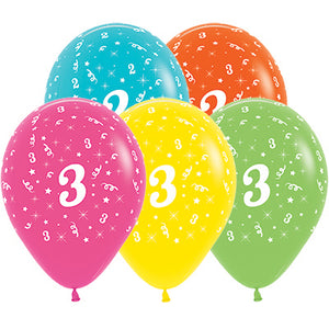 Sempertex 30cm Age 3 Tropical Assorted Latex Balloons Pack of 25