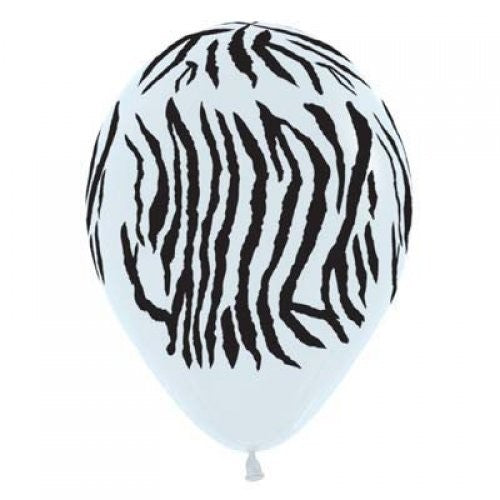 Sempertex 30cm Zebra Animal Print Fashion Black & White Latex Balloons, 12PK Pack of 12