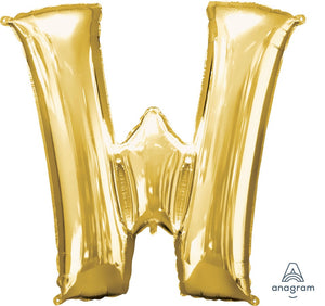 Gold Letter W Supershape 86cm Balloon