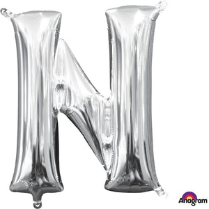 Silver 40cm Letter N Balloon