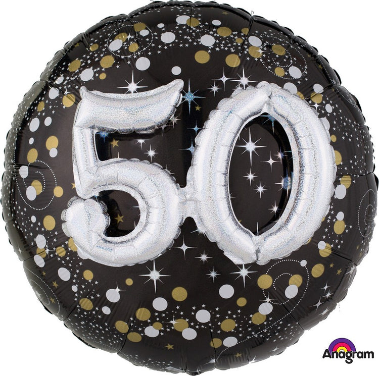 Multi-Balloon Holographic Sparkling Birthday 50 P75