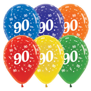 Sempertex 30cm Age 90 Crystal Assorted Latex Balloons Pack of 25