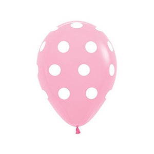 Sempertex 30cm Polka Dots on Fashion Pink Latex Balloons, 12PK Pack of 12