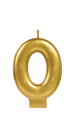 Candle Numeral Moulded Metallic Gold #0