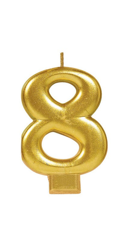 Candle Numeral Moulded Metallic Gold #8