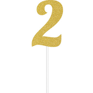 Gold Glitter 2 Cake Topper