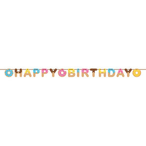 Donut Time Happy Birthday Ribbon Banner 2m