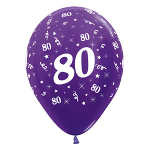 Sempertex 30cm Age 80 Metallic Purple Violet Latex Balloons Pack of 25