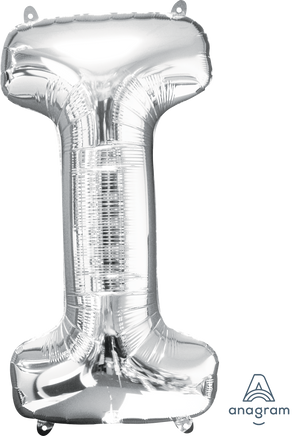 Silver 86cm Letter I Supershape Foil Balloon