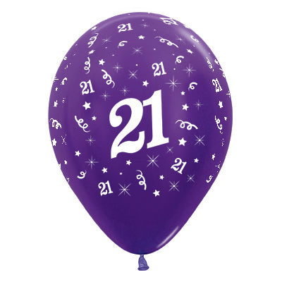 Sempertex 30cm Age 21 Metallic Purple Violet Latex Balloons Pack of 25