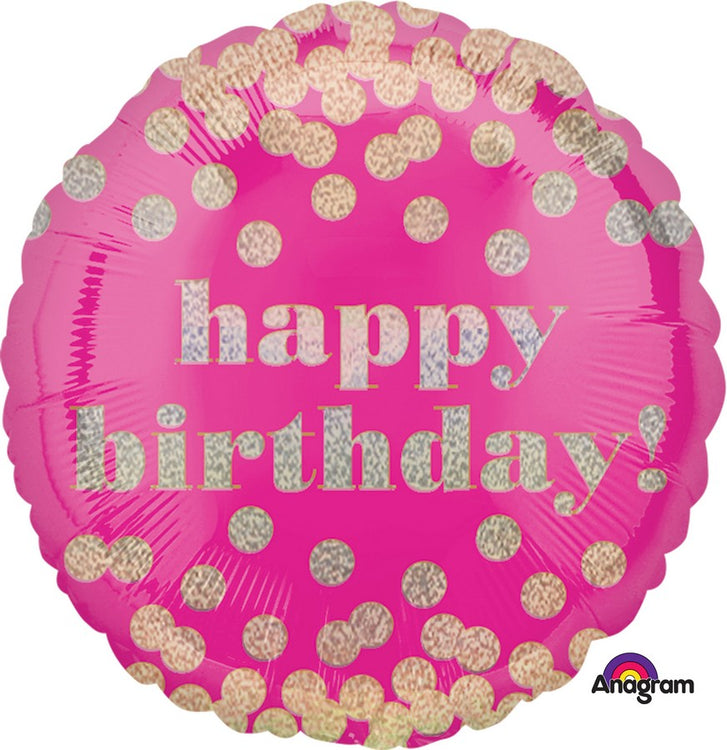 Happy Birthday Dotty Standard Holographic Foil Balloon