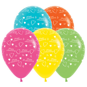 Sempertex 30cm Anniversary Tropical Assorted Latex Balloons, 25PK Pack of 25