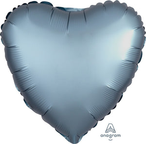 Steel Blue Satin 45cm Heart Balloon