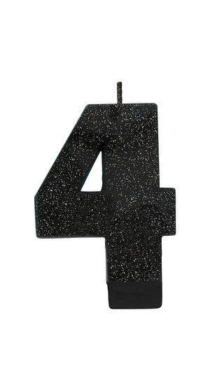 Candle Numeral Glitter Black #4