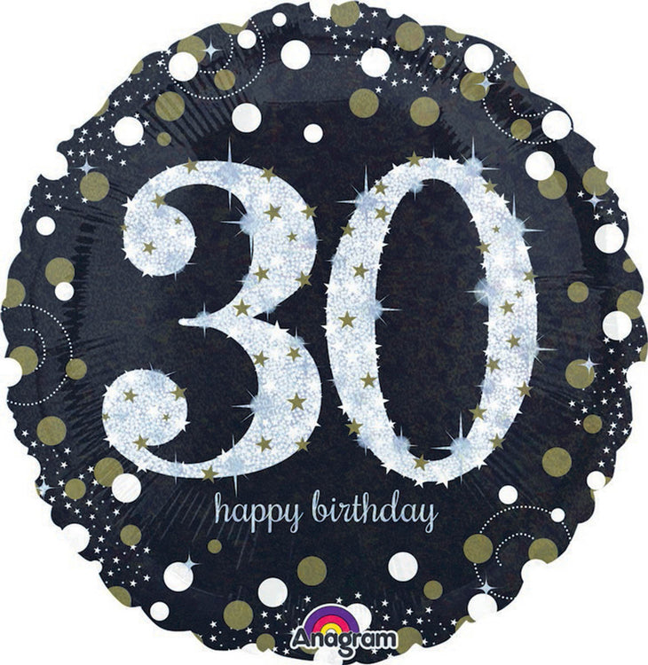 30th Sparkling Holographic Standard Foil Balloon