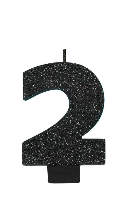 Candle Numeral Glitter Black #2