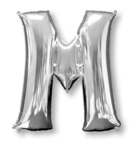 Silver 86cm Letter M Supershape Foil Balloon