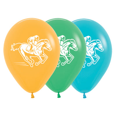 Sempertex 30cm Horse Racing Fashion Mango, Jade Green & Caribbean Blue Latex Balloons, 25PK Pack of 25