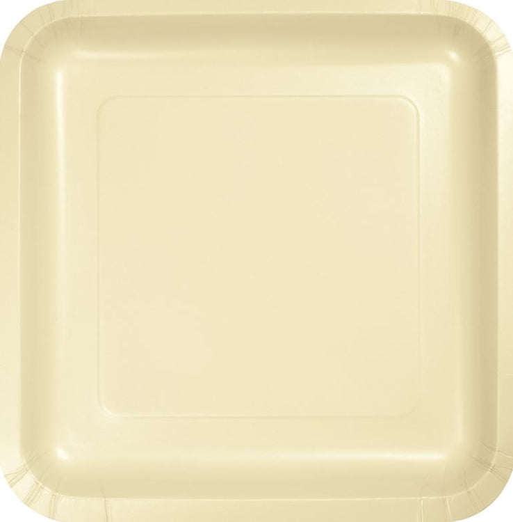 Ivory Square Dinner Plates Paper 23cm Pack of 18