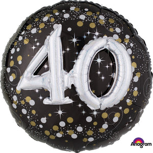 Multi-Balloon Holographic Sparkling Birthday 40 P75