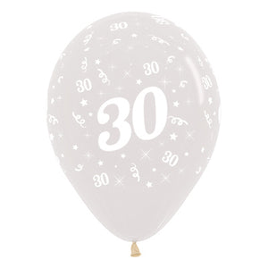 Sempertex 30cm Age 30 Crystal Clear Latex Balloons Pack of 25