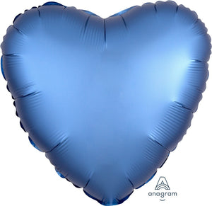 Azure Blue Satin 45cm Heart Balloon