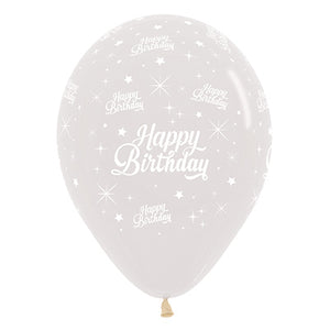 Sempertex 30cm Happy Birthday Twinkling Stars Crystal Clear Latex Balloons, 25PK Pack of 25