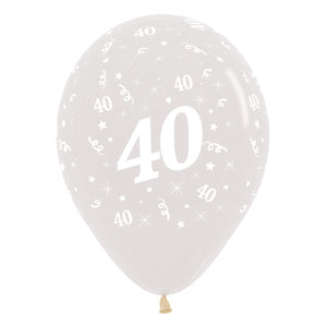 Sempertex 30cm Age 40 Crystal Clear Latex Balloons Pack of 25