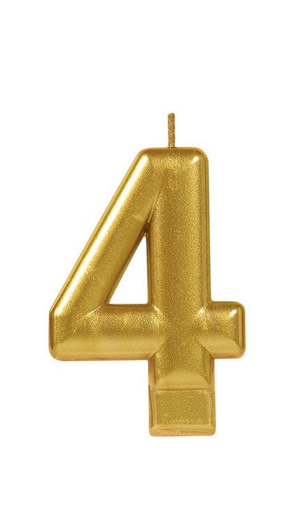 Candle Numeral Moulded Metallic Gold #4