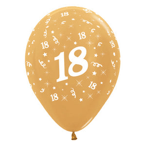 Sempertex 30cm Age 18 Metallic Gold Latex Balloons Pack of 25