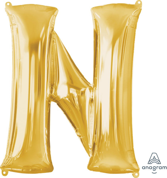 Gold Letter N Supershape 86cm Balloon